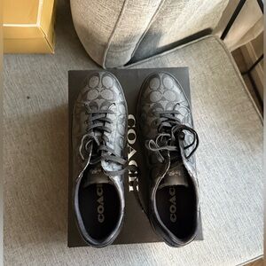 Coach Men's Black and Gray Patterned Sneakers
